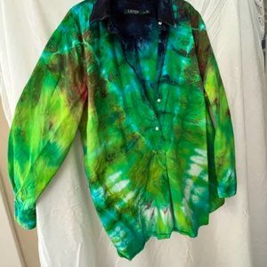 Tie Dye 3/4 button, long sleeve shirt/top